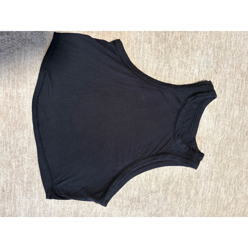 Lululemon Ebb to Street Racerback Crop Tank Top Black Ribbed Yoga Shirt